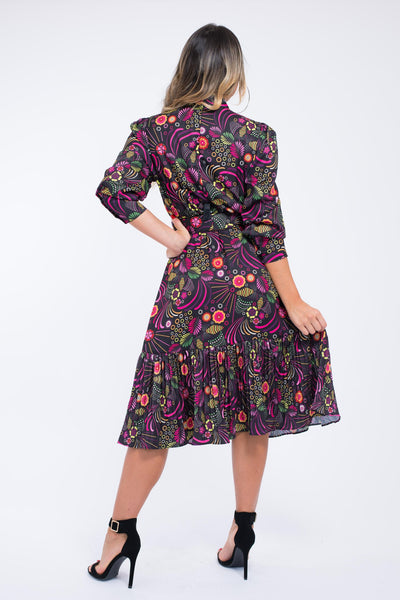 Psychedelic Mod Tailored Dress With Belt