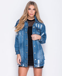 Oversized Distressed Denim Jacket Nella Couture Oversized Distressed Denim Jacket Nella Couture