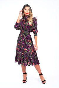 Psychedelic Mod Tailored Dress With Belt